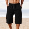 thumbnail image 2 of Wrtxtat Men's Workout Running Shorts Summer Athletic Below Knee Capri Shorts with Pockets Drawstring Waist Summer Exercise Fitness Cycling Climbing Shorts,Reflective Stripe Shorts Black XXL, 2 of 6
