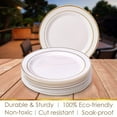 thumbnail image 2 of DISPOSABLE DINNERWARE SET, 20 Dinner Plates | Glare Ivory/Gold (10.25"), 2 of 7
