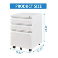 thumbnail image 6 of 3-Drawer Mobile File Cabinet Modern Design Fully Assembled Metal Filing Cabinet with Lock for Home Office, Organizer for Letter/Legal/A4 Files,Secure Storage with Wheels ,White, 6 of 6