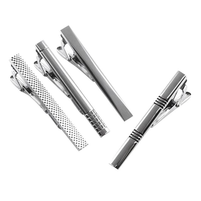 Corbata clip Jumpingount 5 piezas plata cepillada Accesorios de disfraces con caja negra