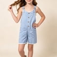 thumbnail image 2 of Tfken Girls Overalls Summer Sleeveless Comfy Casual Romper With Pockets Soft Daily Wear Child Fashion Clothes Size 4-5 Years Blue, 2 of 9