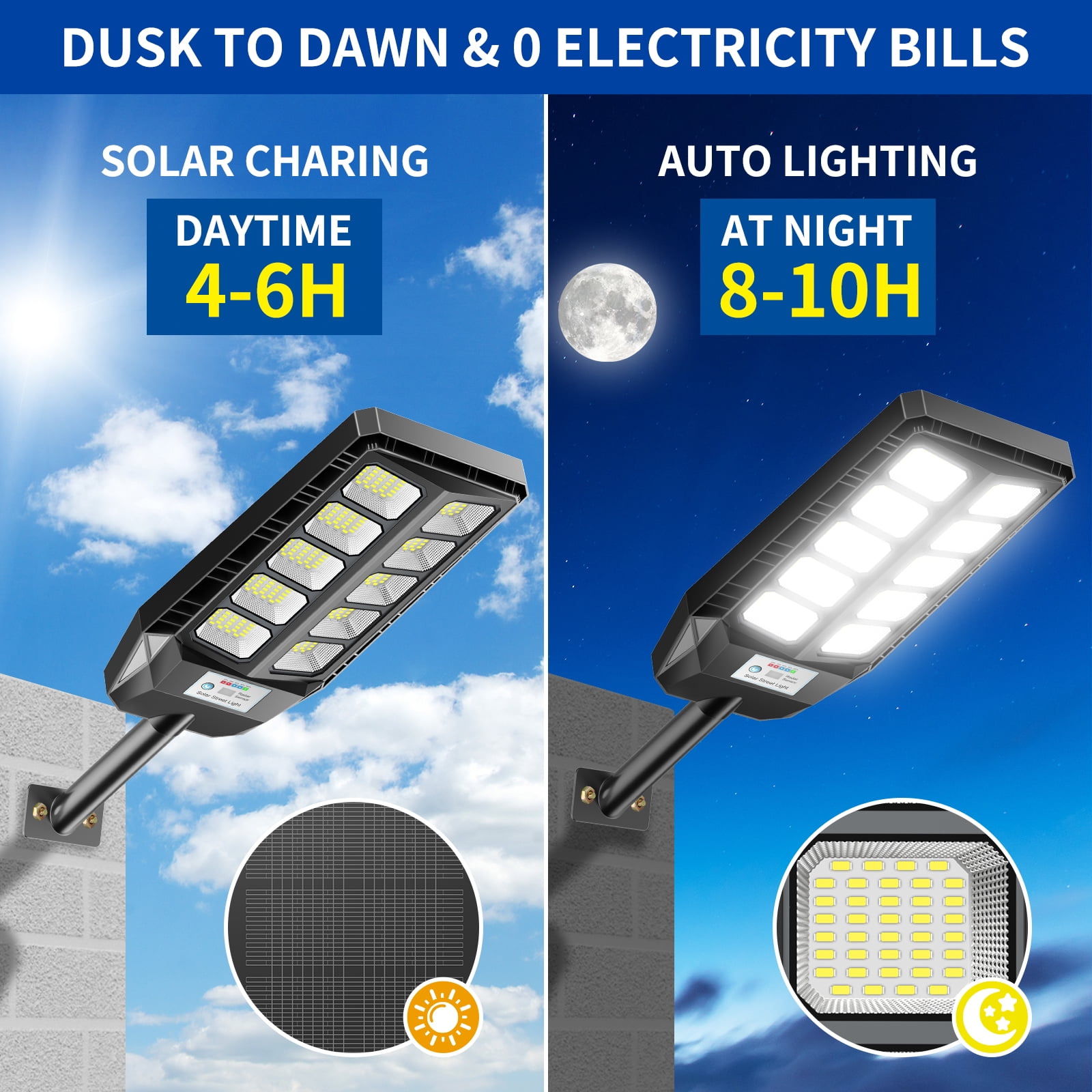 Solar Lights Outdoor Waterproof, Solar Flood Lights Outdoor, Solar Street Lights Outdoor, 6500K Dusk to Dawn Solar Security Flood Lights Motion Sensor with Remote Control for Parking lot