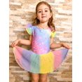thumbnail image 4 of Arshiner Girls Ruffle Sleeve Ballet Leotard Criss-Cross Back Dance Dresses | Girls Ballet Leotard with Shiny Skirt, 2-11 Years, Toddler Dance Dresses, 4 of 5