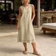 thumbnail image 6 of Levmjia Womens Dresses Flowy Elegant Solid Color Dress and Sleeveless Round Neck One-Piece Set Plus Size Sleeveless Commute Maxi Dress, 6 of 7