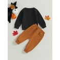 thumbnail image 4 of Wassery Toddler Baby Girls Halloween Outfits Set Long Sleeve Ghost Print Sweatshirt Elastic Waist Pants 6M 12M 18M 2T 3T Infant 2Pcs Autumn Winter Halloween Clothes, 4 of 9