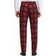 thumbnail image 3 of Pantalones de hombre Inspire Chic, de cuadros, con frente plano, cintura elástica y botón, 32 rojo, 3 of 7