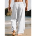 thumbnail image 5 of Men’s Linen Wide Leg Pants Elastic Waist Drawstring | Lightweight Breathable, Loose Fit Full Length Trousers, Big and Tall, Casual Summer Beach Daily Wear, L, 5 of 7