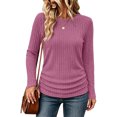 thumbnail image 4 of GUACER Ribbed Long Sleeve Tops for Women Crewneck Slim Fit Basic Tee Lightweight Knit Fall Casual Layering Undershirts, 4 of 9