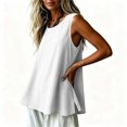 thumbnail image 5 of IUYRTFE Women Round Neck Sleeveless Tank Top with Side Slits Loose Fit Casual Summer Blouse, 5 of 7