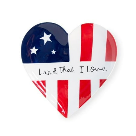 

Boston International KAC20091 8 in. Land That I Love Heart Shape Ceramic Plate
