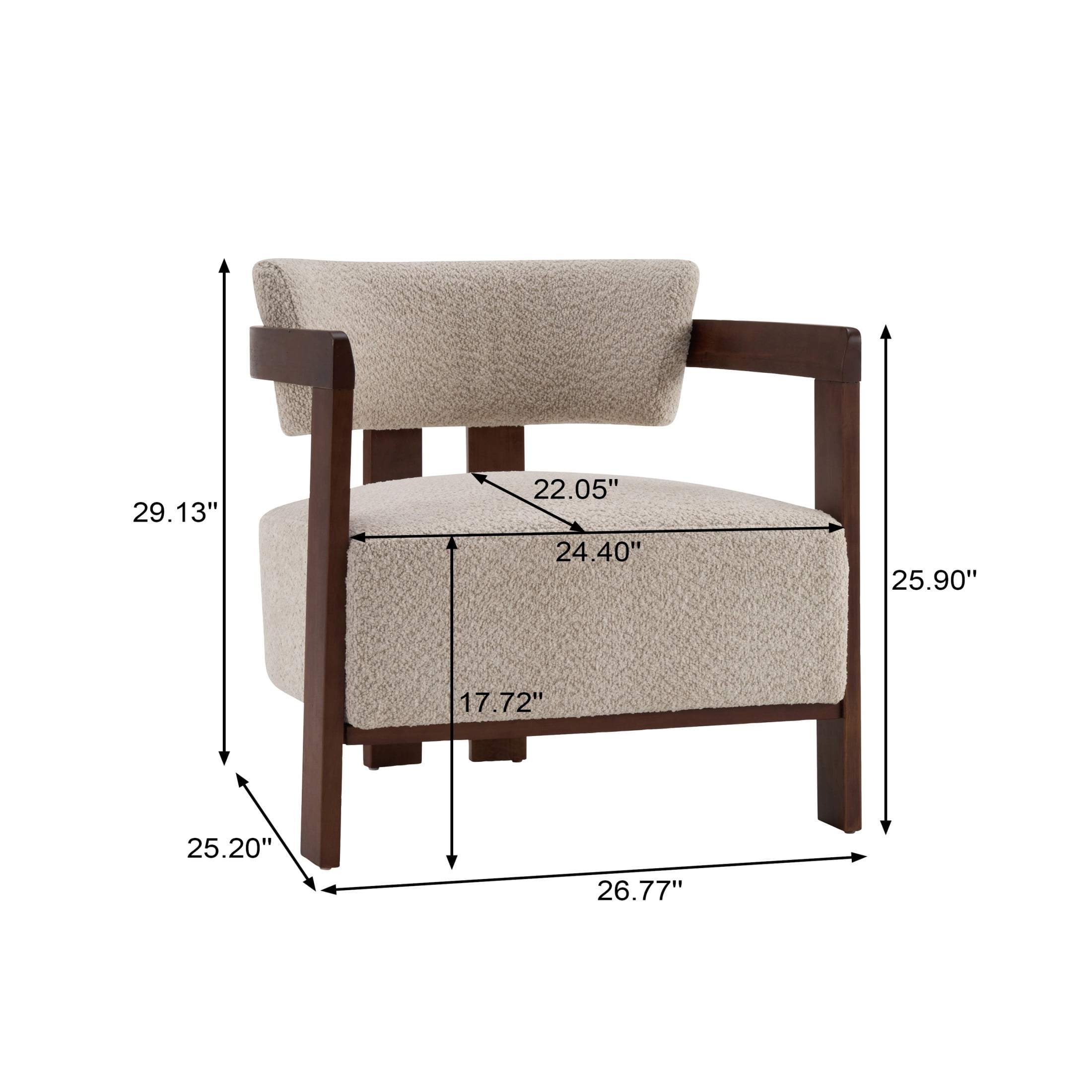 Christopher Knight Home Mid-Century Modern Boucle Upholstered Accent Arm Chair, Wood Frame, Wheat, Set of 2