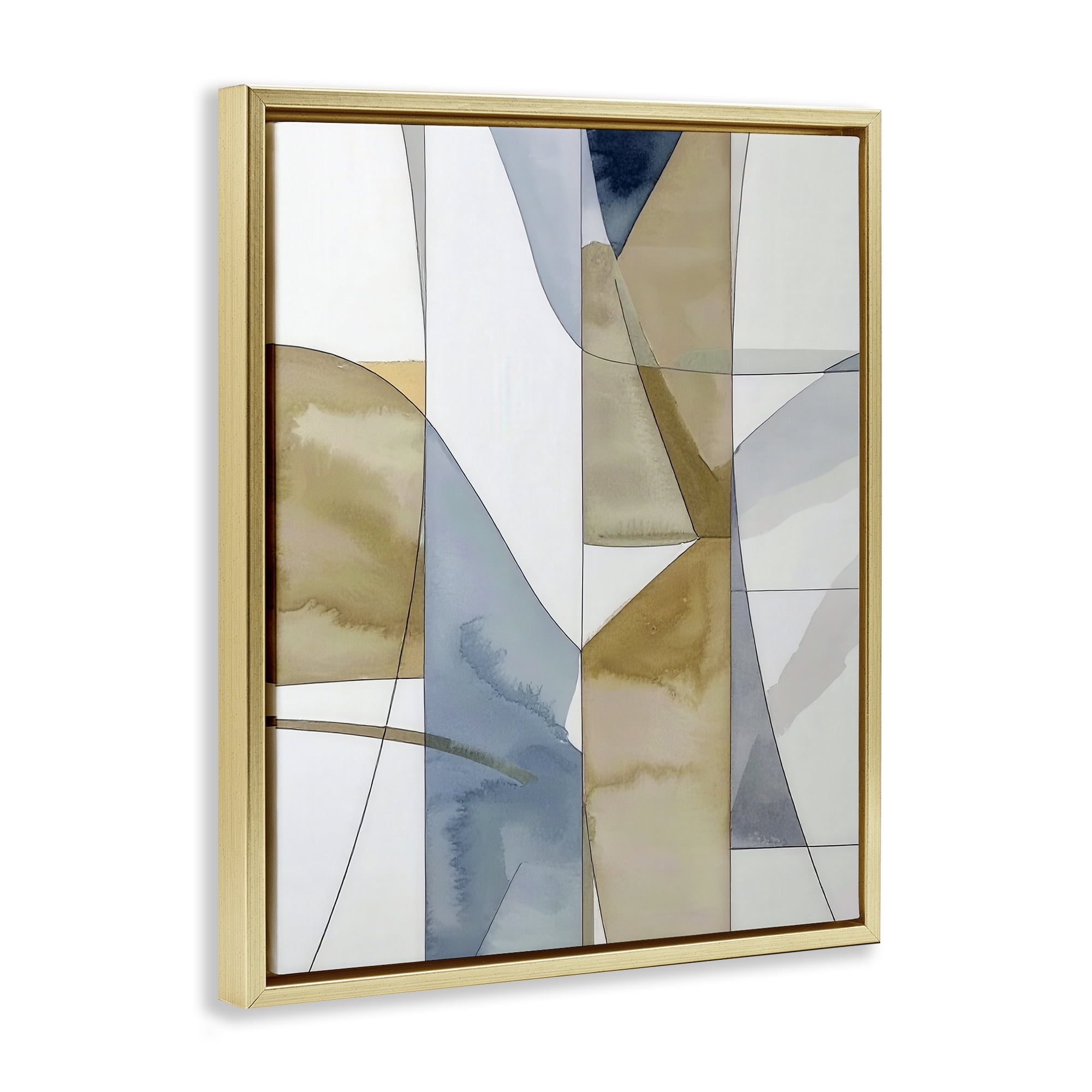 Stupell Industries Geographic Abstract Sections Gold Framed Floater Canvas Wall Art, design by Alonza Saunders