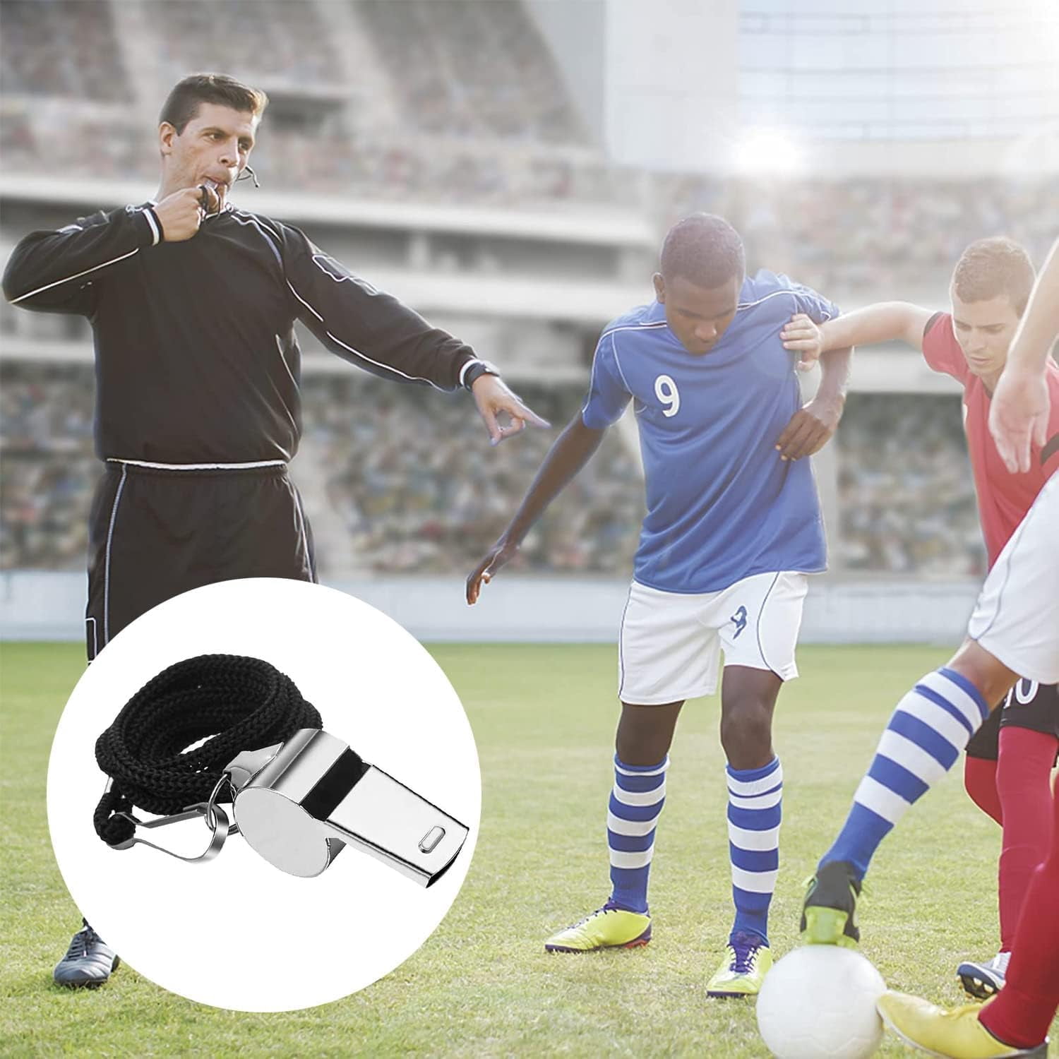 6 Pcs Stainless Steel Whistle, Referee Whistles, Strong Metal Whistle with Lanyard for Coaches, Strong and Durable for Referees, Coaches, Lifeguards, Team Sports