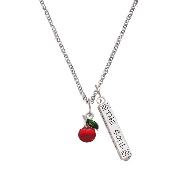 Delight Jewelry Silvertone Single Cherry Silvertone Hope Anchors the Soul Bar Charm Necklace, 23"