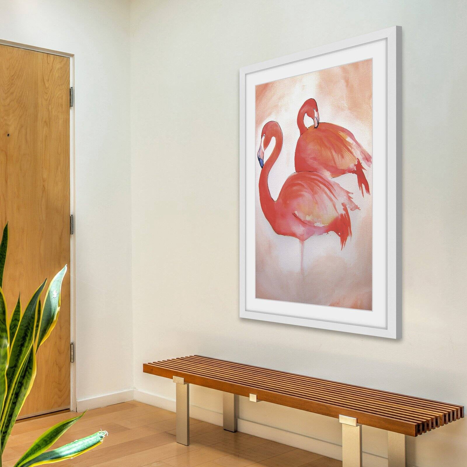 Marmont Hill "Flamingos" by Christine Lindstrom Framed Painting Print