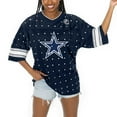 thumbnail image 3 of Women's Gameday Couture Navy Dallas Cowboys Kickoff Time Allover Rhinestone Sports Stripe Jersey V-Neck T-Shirt, 3 of 5