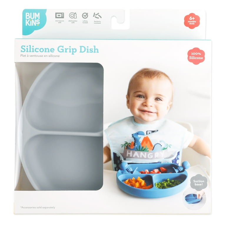 Bumkins Silicone Grip Dish - Gray
