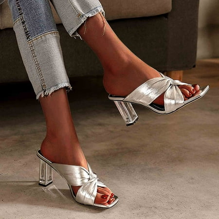 

Alueeu Women s sandals Fashion Big Size Block Heel Square Toe Open Toe High Heel Sandals And Slippers