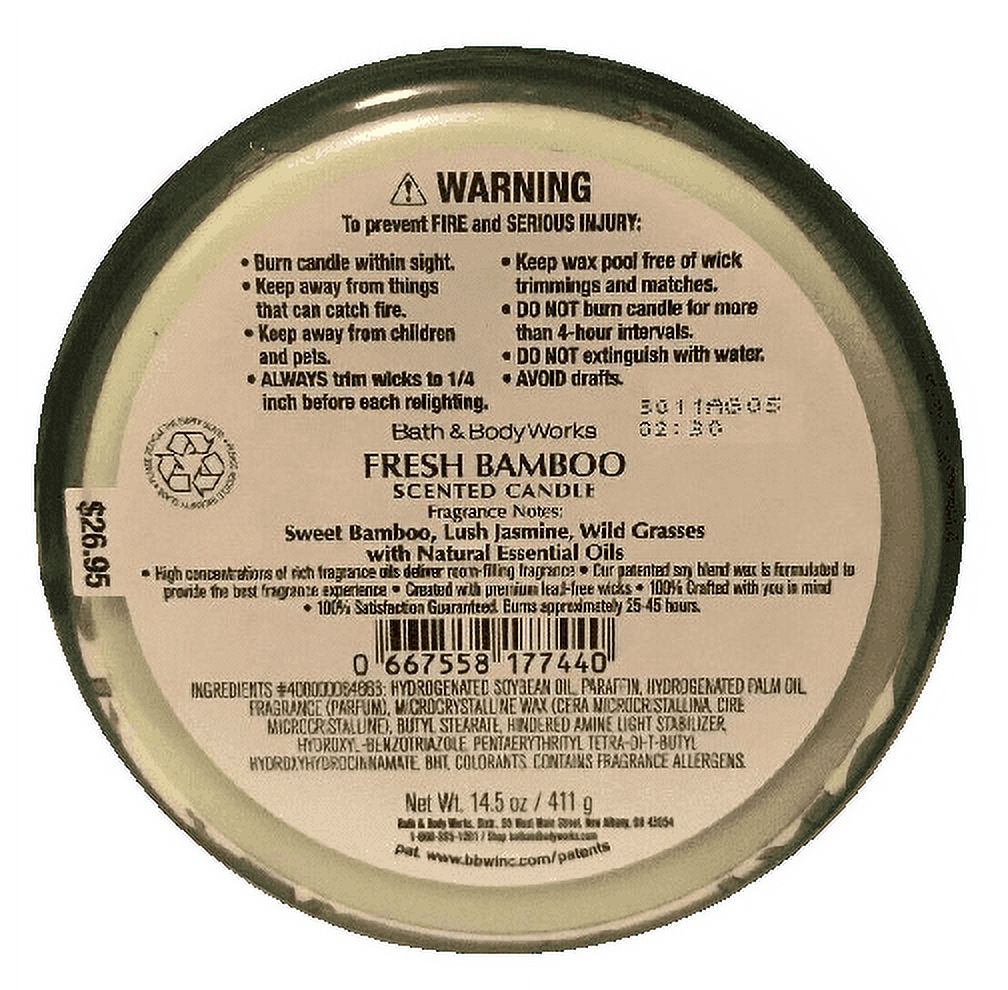 Bath & Body Works White Barn FRESH BAMBOO CANDLE with ZEBRA 14.5 oz 3 wick Bath & Body Works White Barn Tropical NEW