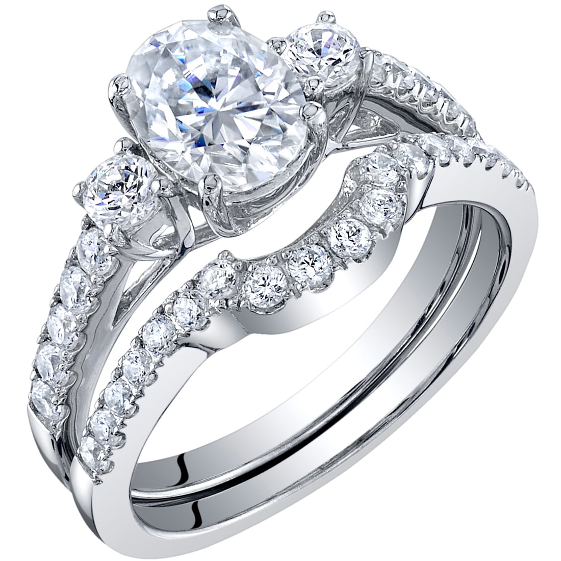 1.66 CT Super Quality Oval Moissanite Halo Diamond Engagement Ring in 92.5 Sterling Silver