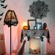 thumbnail image 2 of 1pc, 5pcs Halloween Decorations Set - Spider Web Table Runner, Fireplace Mantel Scarf, Spiderweb Cobweb Lampshade with 16 3D Bat Stickers - Perfect for Desk, Hallowmas Party Supplies, 2 of 5