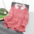 thumbnail image 2 of SERTG Kids Fashion Striped Print Long Sleeve Dress School Princess Fall Winter Comfortable Cute Skirt Casual Party Skirt for Children 3-10 Years(Red,4 Years), 2 of 4
