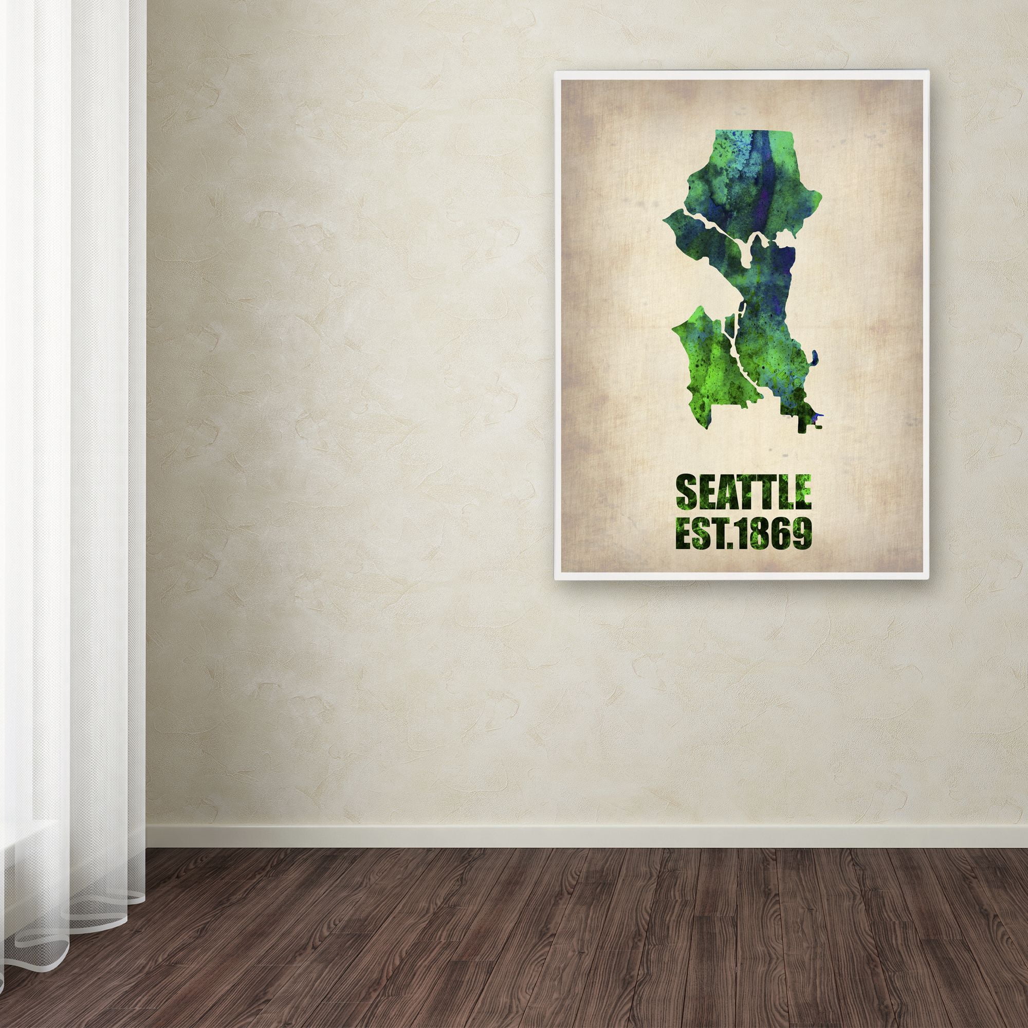 Trademark Fine Art "Seattle Watercolor Map" Canvas Art by Naxart