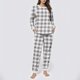 thumbnail image 1 of Conjunto de top y pantalones de poliéster con bolsillos largos y estampado de cuello redondo informal para mujer, 1 of 6