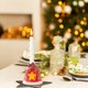 thumbnail image 4 of Portavelas navideños estilo estadounidense con lazo y campanillas personalizadas. Portavelas decorativos de cerámica para mesa o entrada. Pieza decorativa para aromaterapia. Candelabro de cerámica con, 4 of 6