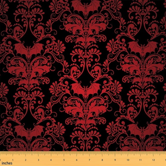 Erosebridal Red Ombre Damask Fabric For Adult Women,Gothic Victorian Style Fabric By The Yard,Medallion Design Upholstery Fabric,Bohemian Exotic Decorative Fabric For Quilting Sewing,10 Yards