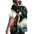 thumbnail image 3 of Swan Men's Hawaiian Button Down Short Sleeve Casual Printed Summer Beach Unisex Shirt, 3 of 6
