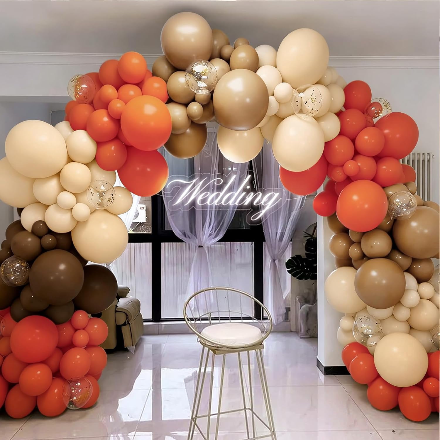 Burculy   Dusty Orange and Brown Balloon Arch Kit, 166Pcs Burnt Orange Camel Chocolate Brown Nude Balloons Garland for Boho Thanksgiving Autumn Baby Shower Fall Birthday Decorations