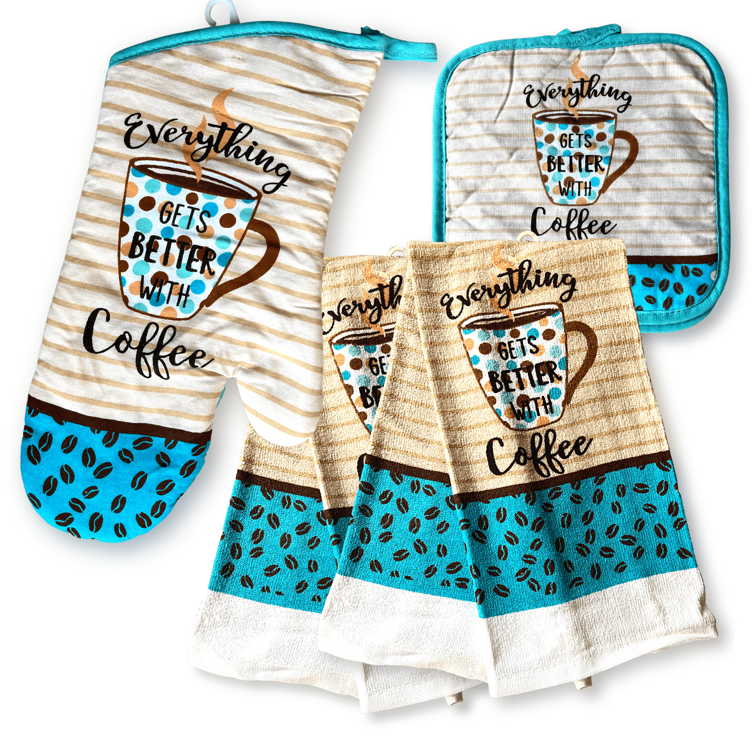 Kitchen Towels Set of 7 - Kitchen Towel Set with 3 Kitchen Towels 2 Oven  Mitt 2 Pot Holder - Coffee Theme Perfect for Kitchen Decor 