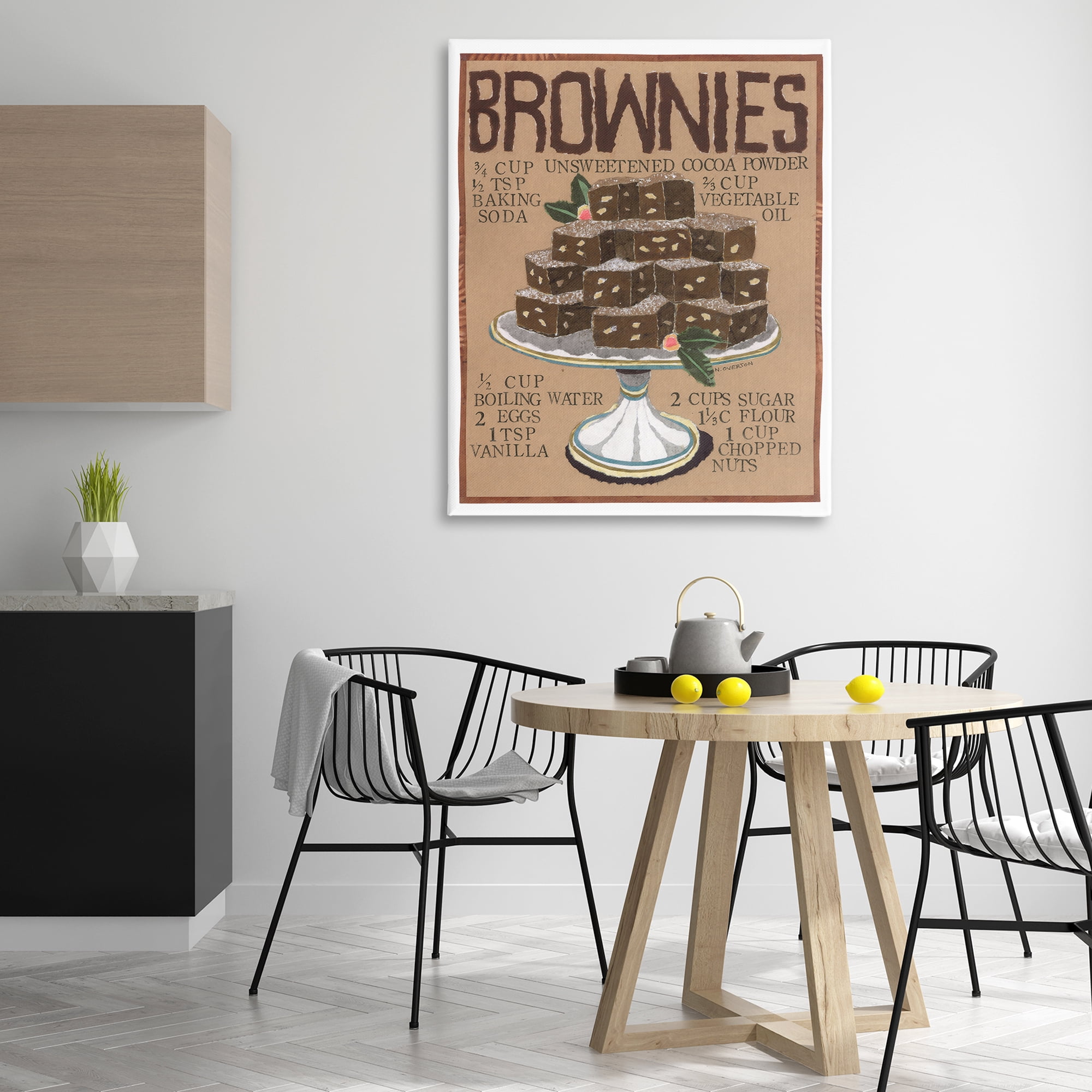 Stupell Industries Brownie Platter Recipe Food & Beverage Painting Gallery Wrapped Canvas Art Print Wall Art, 36 x 48
