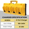 thumbnail image 3 of Batería de Repuesto 10.0Ah 20V para Dewalt con Cargador Pack de 4, 3 of 7