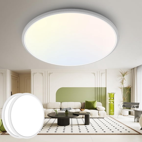 hepside 15.8INCH 2Pack Big Dimmable Flush Mount Ceiling Light Fixture White, 3CCT 3000/4500/6000K Ceiling Lamp, 36W 4200LM Super Bright Low Profile L