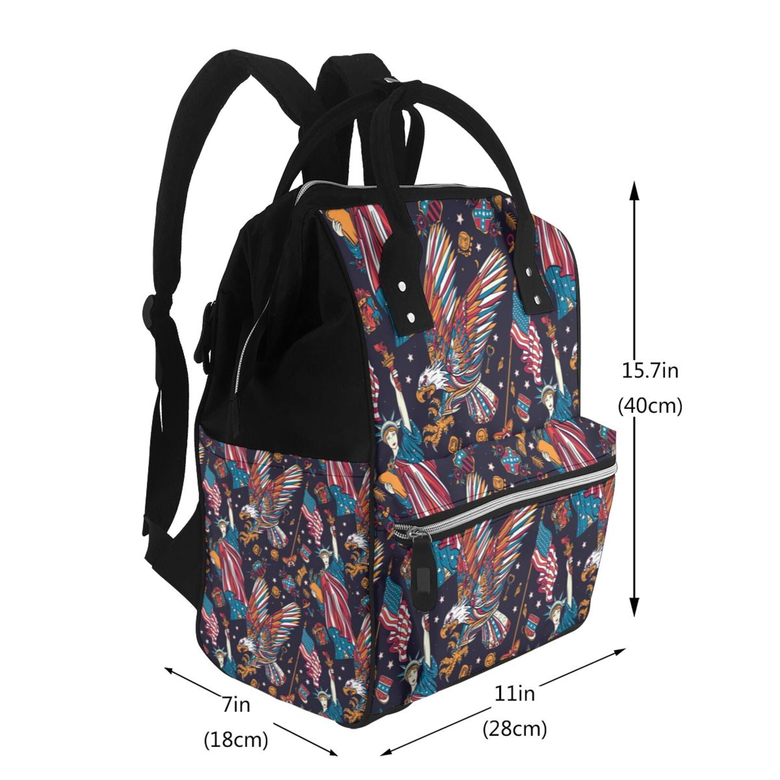Fuzoiu United States Of America Print Diaper Bag Backpack,Baby Essentials Travel Tote,Multi function Waterproof Diaper Bag, Travel Essentials Baby Bag - Unisex