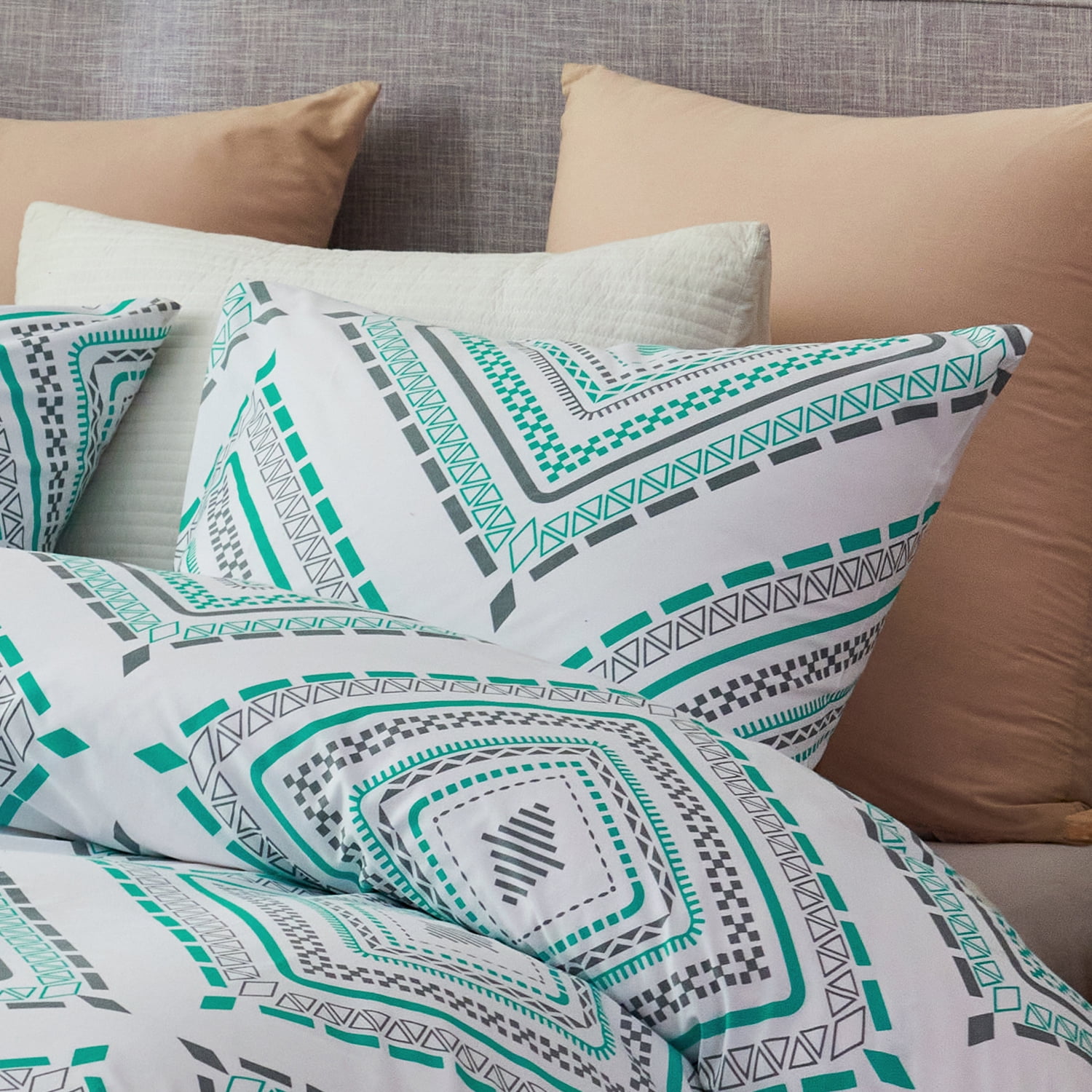 JML Queen Size Duvet Cover Set 3 Piece-Printed Microfiber Comforter Cover with Zipper Closure