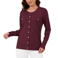 thumbnail image 5 of Uvplove Womens Cardigan Button Down Long Sleeve Soft Knit Crew Neck Sweater,Wine Red,M-3XL, 5 of 8