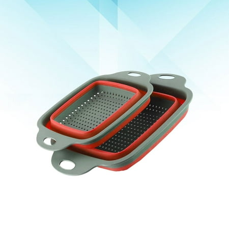 

2pcs Practical Drain Basket Foldable Telescopic Basket Fruit and Vegetable Basket Multi-purpose Storage Basket for Home Kitchen (Red)