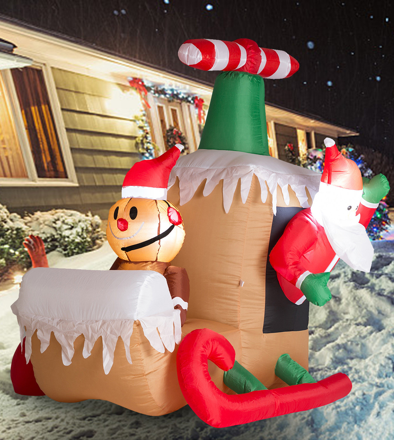 Walcut 5ft Christams Inflatables Yard Decorations Santa Claus on Boot