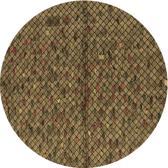 Ahgly Company Indoor Round Patterned Cinnamon Brown Area Rugs, 4' Round