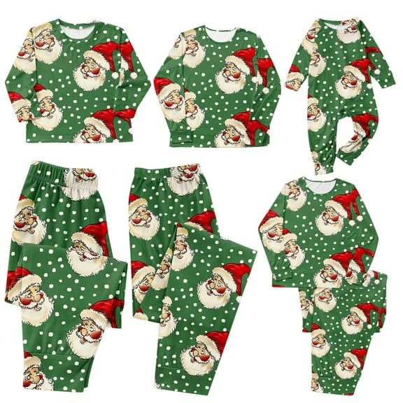 Odeerbi Christmas Pajamas for Family Holiday Long Sleeve Family Christmas Pajamas Matching Sets Dad Parent-Child Printed Home Wear Two-Piece Sleepwear Xmas Family Matching PJs Set Green