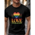 thumbnail image 3 of Men's T-Shirt,Short Sleeve Tee Shirt Casual Tops Love Who You Want Words Crew Neck T Shirts for Men, 3 of 8