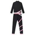 thumbnail image 4 of TiaoBug Kids Girls Skating Gymnastics Workout Outfits Shiny Long Sleeve Sweatshirt with Leggings Pants Suit Pink 12, 4 of 5