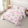 thumbnail image 3 of Homewish Kawaii Pink Ghost Bed Spread Queen for Girls, Pumpkin Bowknot Queen Coverlet Set, Blush Pink, 3 Pieces 1 Bedspread and 2 Pillowcases, 3 of 7