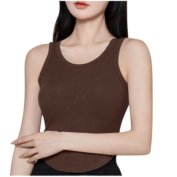 Tops de Manga Corta de las Mujeres Casual, Moda de Color Sólido, con la Almohadilla de Pecho Top de Pijama para las Mujeres