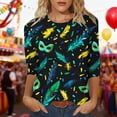 thumbnail image 1 of Xuyuer Carnival 2025 Womens 3/4 Sleeve Tops Mardi Gras and Costumes Fashion Round Neck Printed Blouse, 1 of 6