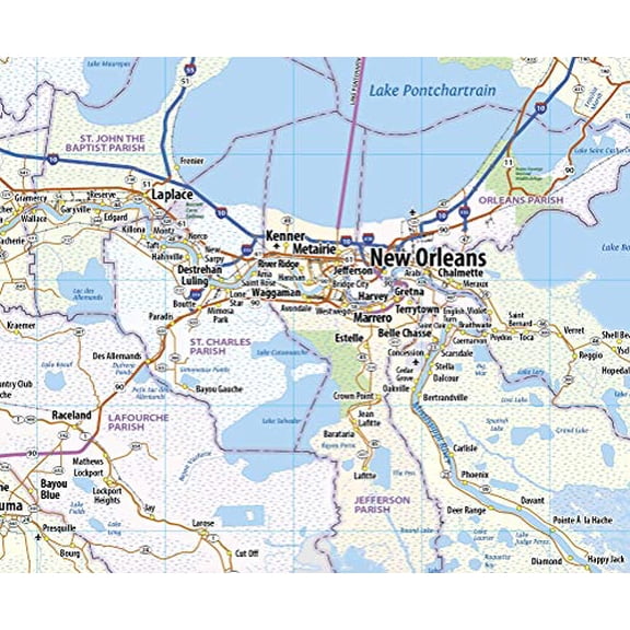 Louisiana Laminated Wall Map (48” Wide x 44” high)