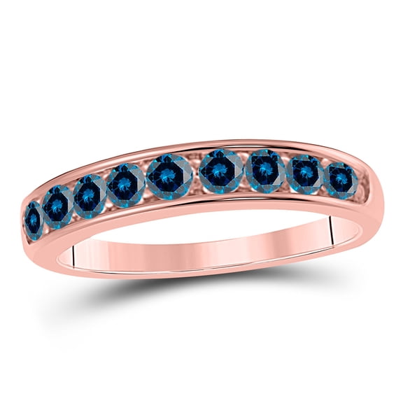 Mauli Jewels Engagement Rings for Women 1/2 Carat Blue Diamond Channel Set Wedding Band Channel-Setting 10K Solid Rose, White & Yellow Gold